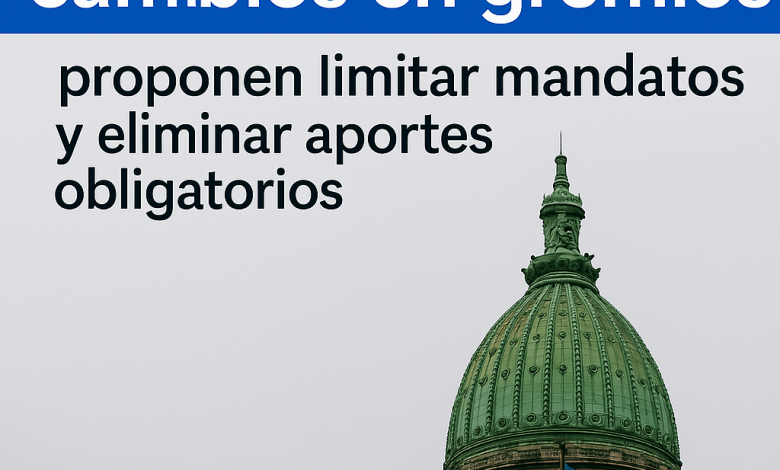 Congreso Nacional de Argentina con titular sobre debate sindical en Diputados